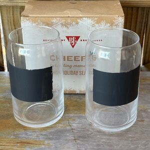 New in Box Set of 2 Cheers Write On Chalkboard Drinking Glasses Size 16oz